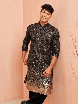 Vastramay - Mens Black Georgette Kurta