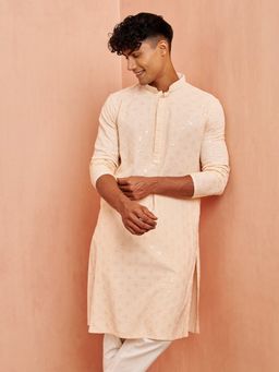 Vastramay - Mens Peach Rayon Kurta