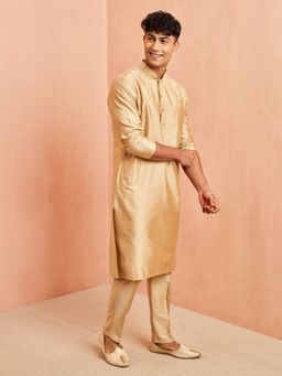 Vastramay - Mens Gold Viscose Kurta and Pyjama (Set of 2)