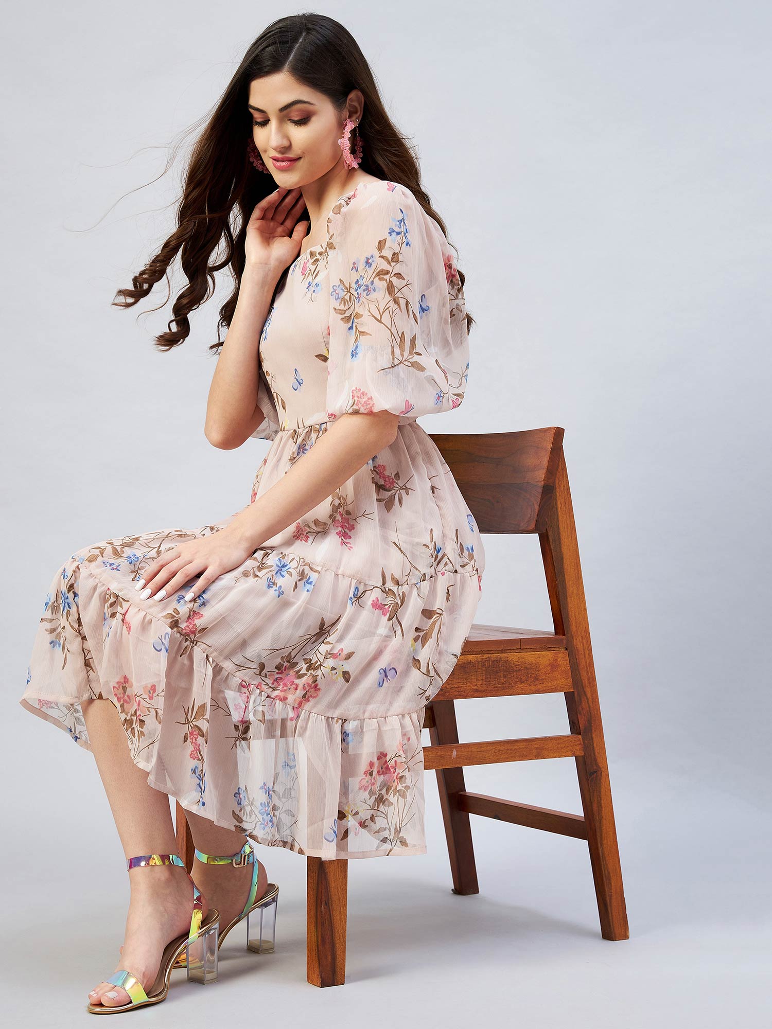 Acka all sheer flower dress（beige） Acka all sheer flower dress beige