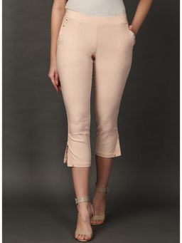 Lakshita - Peach Classic Fit Cotton Capris for Women