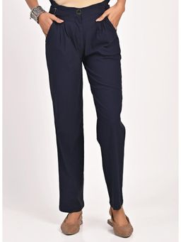 Lakshita - Navy Blue Straight Fit Trouser for Women