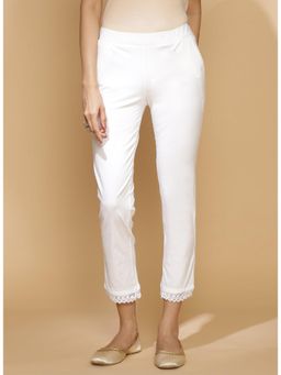 Lakshita - Off White Cotton Relaxed Fit Pant for Women