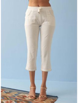 Lakshita - White Cotton Linen Relaxed Fit Pant for Women