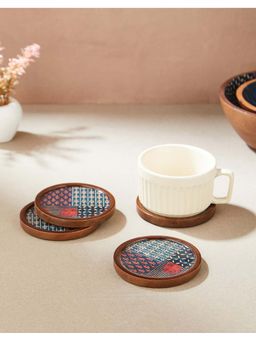 Fabindia - Blue Parthiv Mango Wood Coasters (Pack of 4)