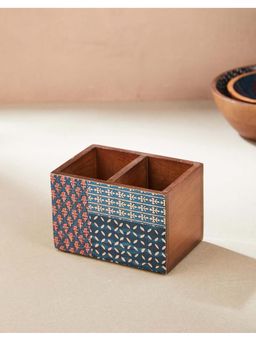 Fabindia - Blue Parthiv Mango Wood Cutlery Holder