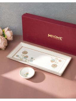 Fabindia - White Noor Ceramic Dip Bowl with Platter