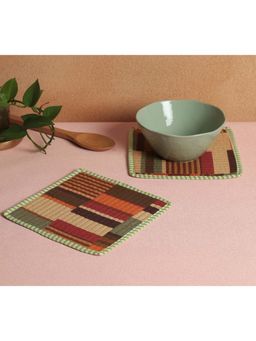India Circus by Krsnaa Mehta - Multi-Color Horizontal Hues Quilted Trivets (Pack of 2)