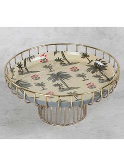 India Circus by Krsnaa Mehta - Beige Chevron Palms Iron Cake Stand