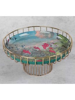 India Circus by Krsnaa Mehta - Blue Tropical View Iron Cake Stand