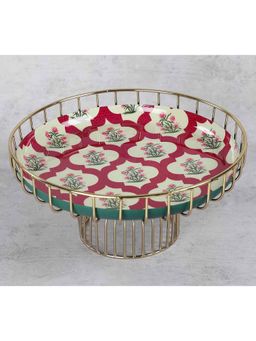 India Circus by Krsnaa Mehta - Beige Poppy Flower Scarlet Iron Cake Stand