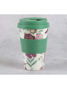 India Circus by Krsnaa Mehta - White Grey Floral Galore Bamboo Frankie Coffee Mug