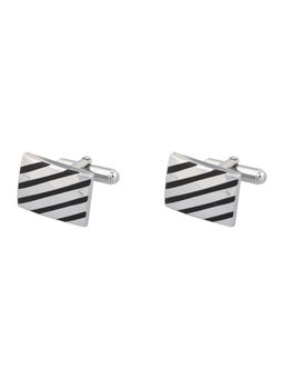 The Tie Hub - Silver Square With Black Lines Cufflinks