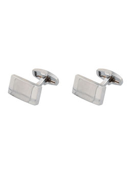 The Tie Hub - Rectangular Wave Silver Cufflinks