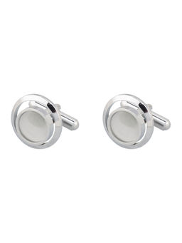 The Tie Hub - O Ring White Stone Cufflinks