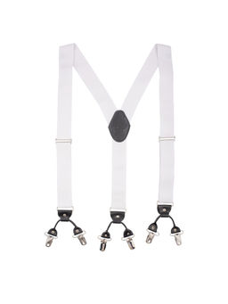 The Tie Hub - Booster Solid White Y Back Clip On Suspenders