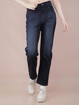 CRIMSOUNE CLUB - Womens Navy Blue Straight Jeans