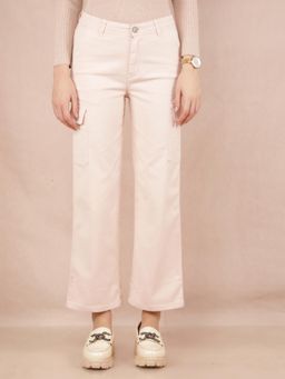 CRIMSOUNE CLUB - Womens Pink Straight Cargo Jeans