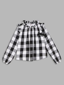 Elle Kids - Girls Check Black-White Top