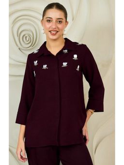 AAREIN - Wine Beetles Embellished Linen Shirt