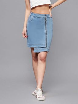 Miss Chase - Women Blue Denim Mini Skirt