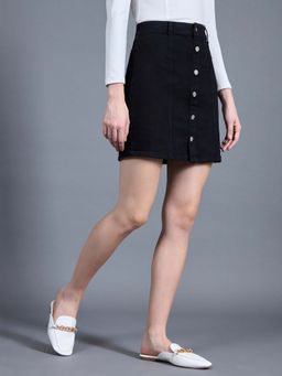 Miss Chase - Women Black Denim Mini Skirt