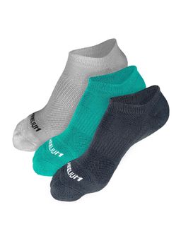 Heelium - Bamboo Zero Ankle Socks for Men - Odour Free - 3 Pairs - Light Grey - Teal - Grey