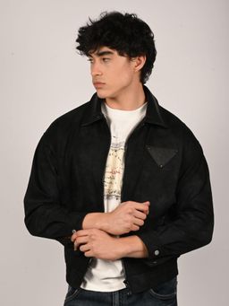 Odette - Black Twill Solid Jacket for Men