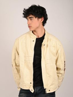 Odette - Cream Cotton Twill Solid Jacket for Men