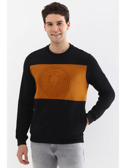 Allen Solly - Men Black Colorblock Crew Neck Sweatshirt