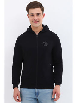 Allen Solly - Men Black Solid Hooded Hoodie