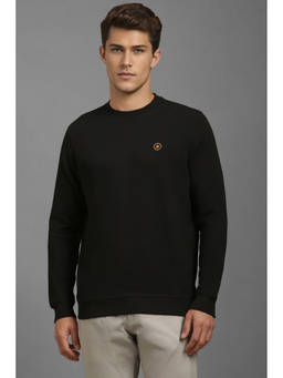 Louis Philippe - Men Black Solid Crew Neck Sweatshirt