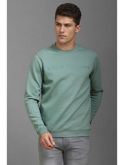 Louis Philippe - Men Green Solid Crew Neck Sweatshirt