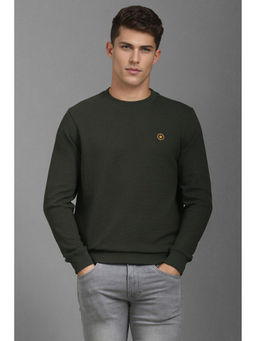 Louis Philippe - Men Green Solid Crew Neck Sweatshirt