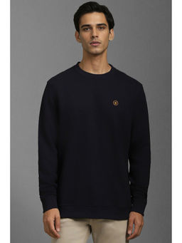 Louis Philippe - Men Black Solid Crew Neck Sweatshirt