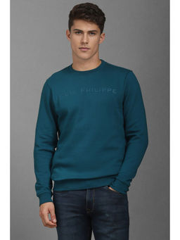 Louis Philippe - Men Blue Solid Crew Neck Sweatshirt
