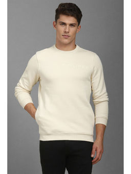 Louis Philippe - Men Cream Solid Crew Neck Sweatshirt