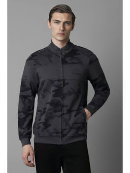 Louis Philippe - Men Grey Camouflage High Neck Sweatshirt