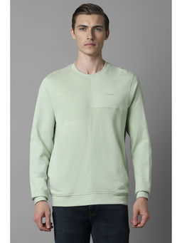Louis Philippe - Men Green Solid Crew Neck Sweatshirt