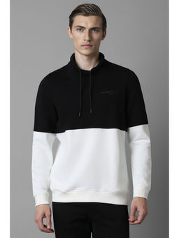 Louis Philippe - Men Black Colorblock High Neck Sweatshirt