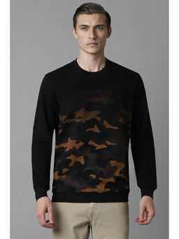 Louis Philippe - Men Black Camouflage Crew Neck Sweatshirt