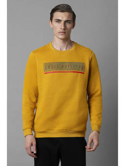 Louis Philippe - Men Yellow Solid Crew Neck Sweatshirt