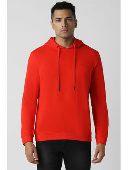 Van Heusen - Men Red Solid Hooded Hoodie