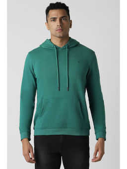 Van Heusen - Men Green Solid Hooded Hoodie
