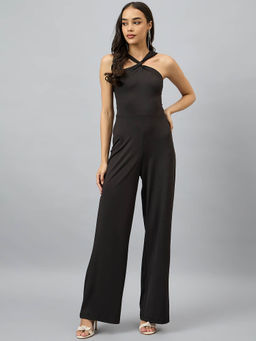 COLOR CAPITAL - Cross V-Neck Open-Back Jumpsuit
