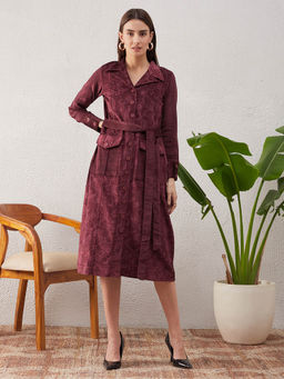 STADO - Dark Maroon Midi Dress