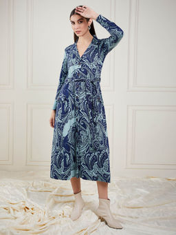 STADO - Prussian Blue Printed Midi Dress