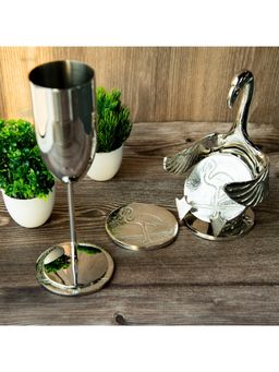 Gibox - Flamingo Coaster with Holder Set Kitchen Table Restaurants Designer (Pack of 4)