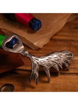 Gibox - Moose Horn Beer Bottle Opener Traditional for Bar Home Silver Finish Classic Accessory Wine