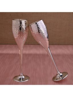 Gibox - Imperial Silver Wine Goblet Silver Big Brass Cocktail Glass Tall Drinking Juice (Pack of 2)
